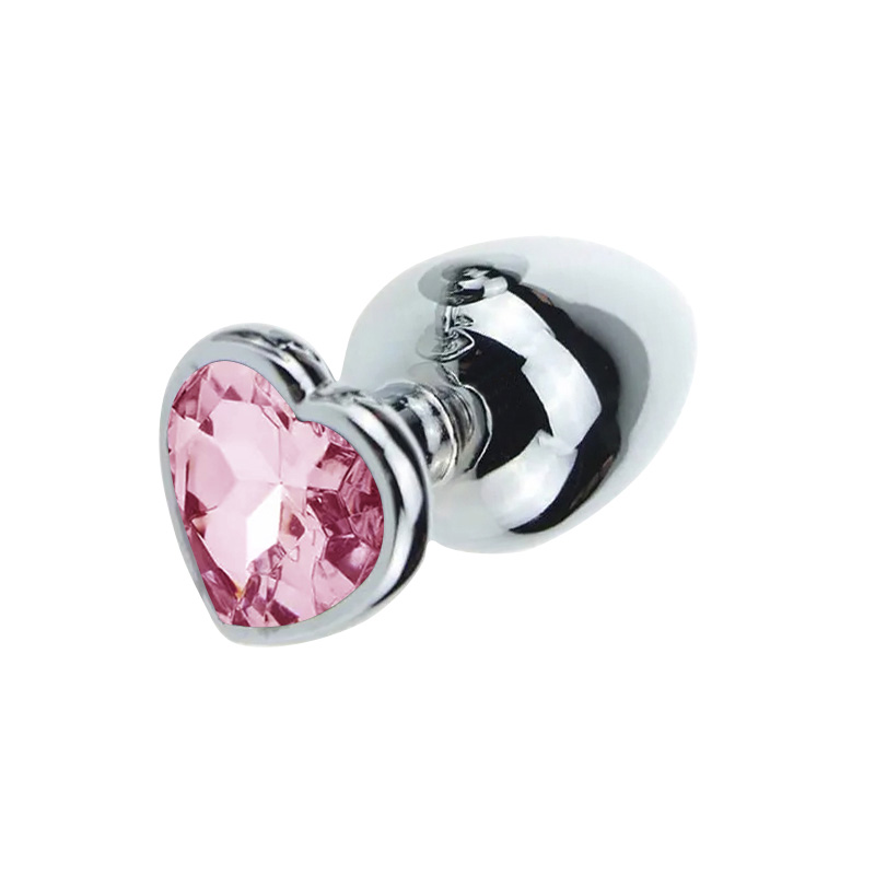 Stainless Steel  Diamond Pink Heart Butt Plug In Small 2.8 Inch