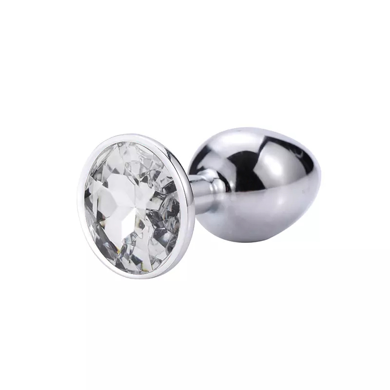 Stainless Steel  Diamond White Circle Butt Plug In Small 2.8 Inch