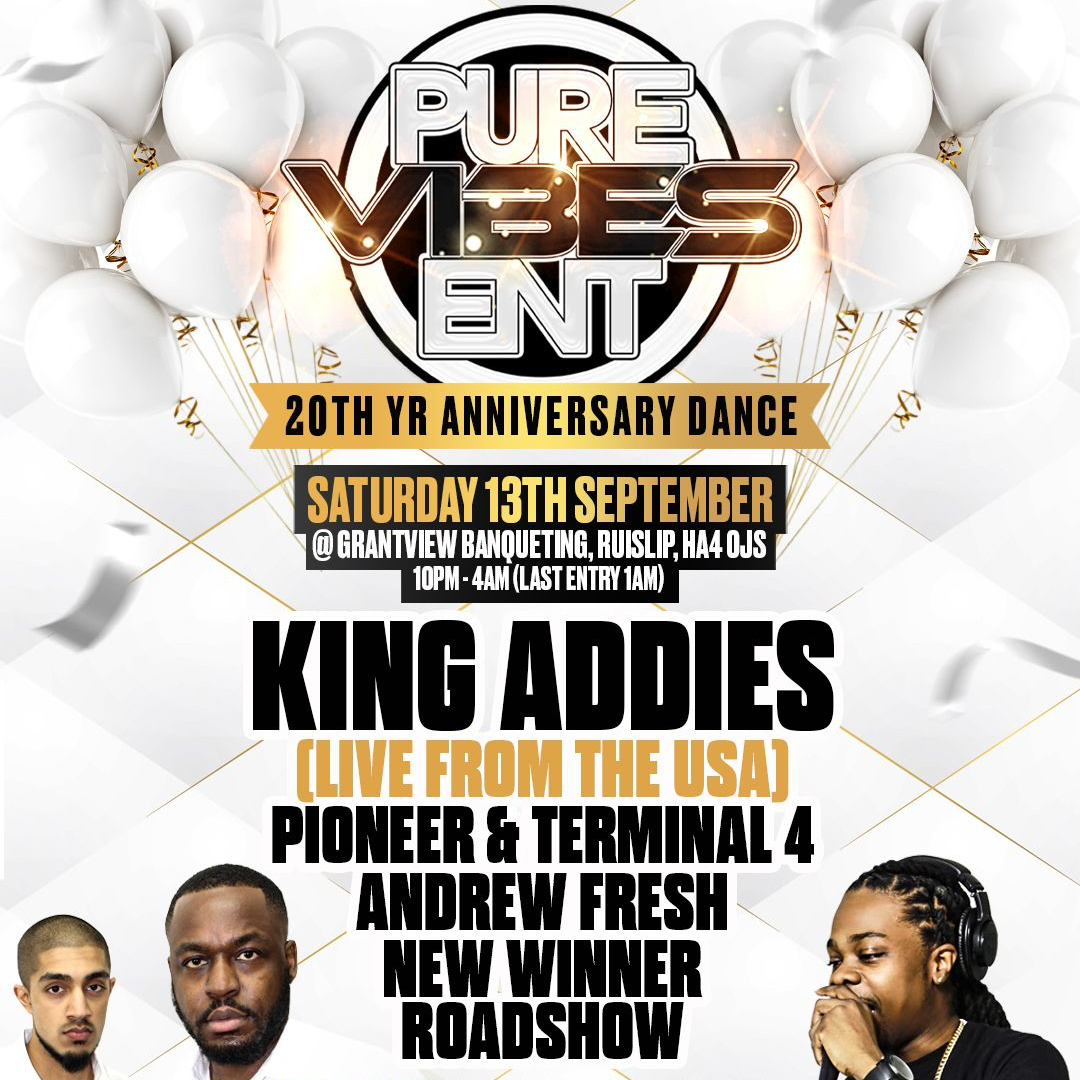 PURE VIBES ENT 20TH YEAR ANNIVERSARY DANCE (ALL WHITE)