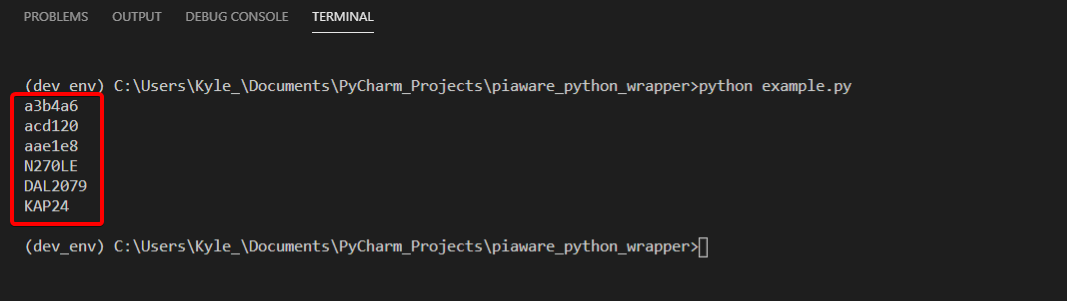 example image of the output of code