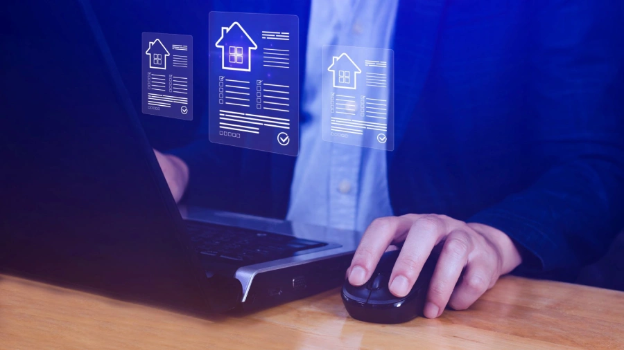 Persona analizando bases de datos inmobiliarios