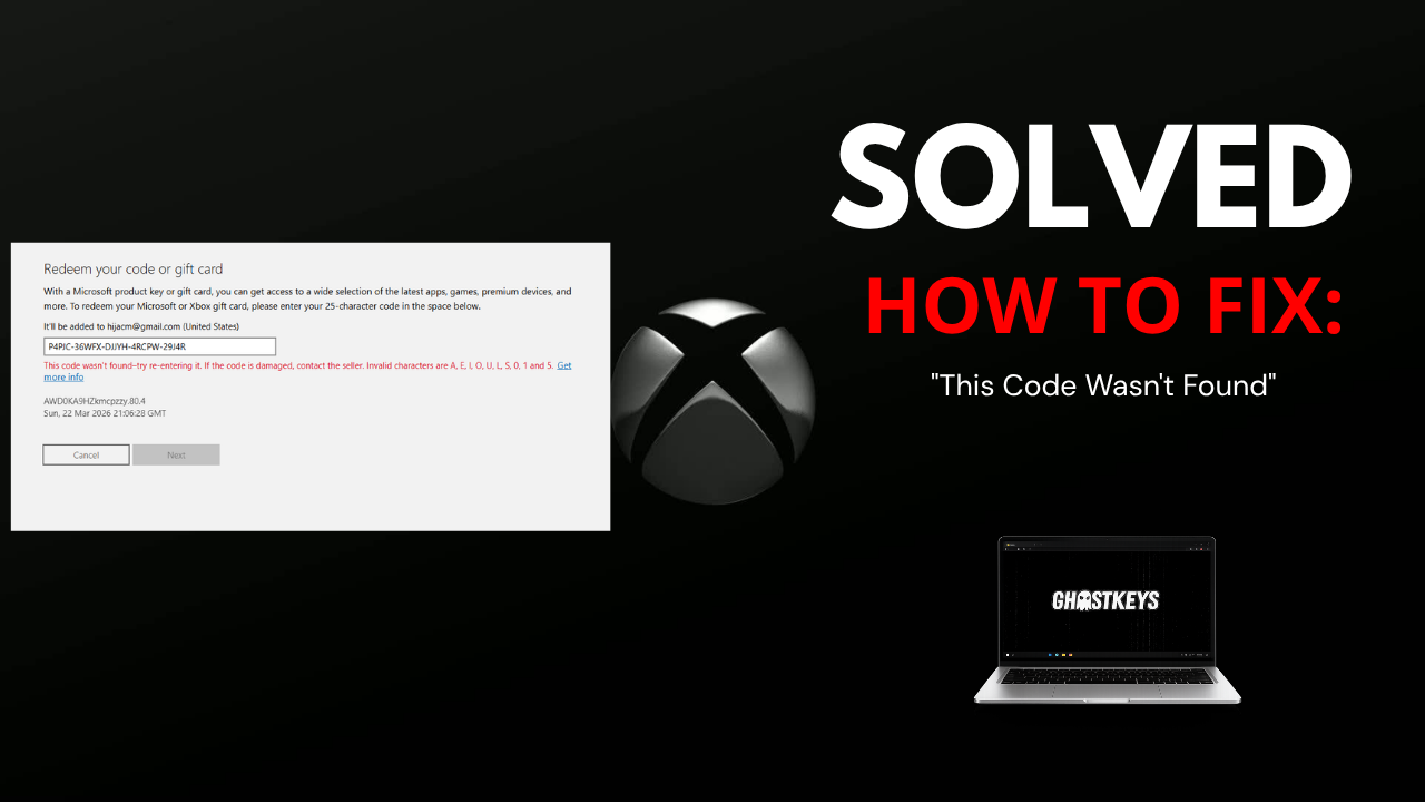 How to fix This Code Wasn't Found error when redeeming an Xbox Game Pass code
