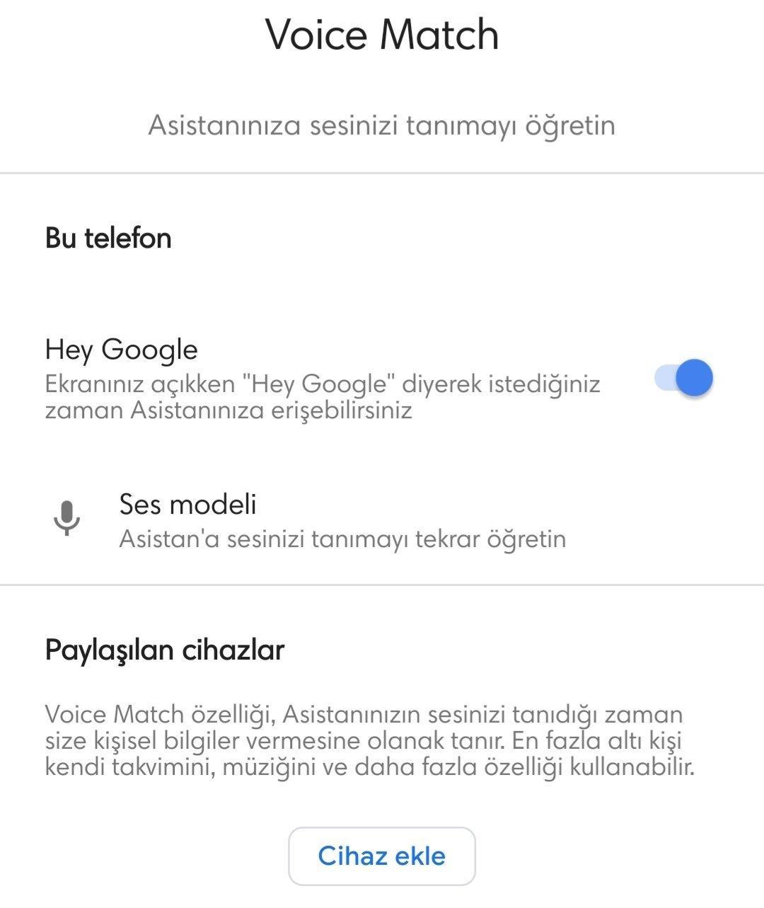 Voice Match Türkçe