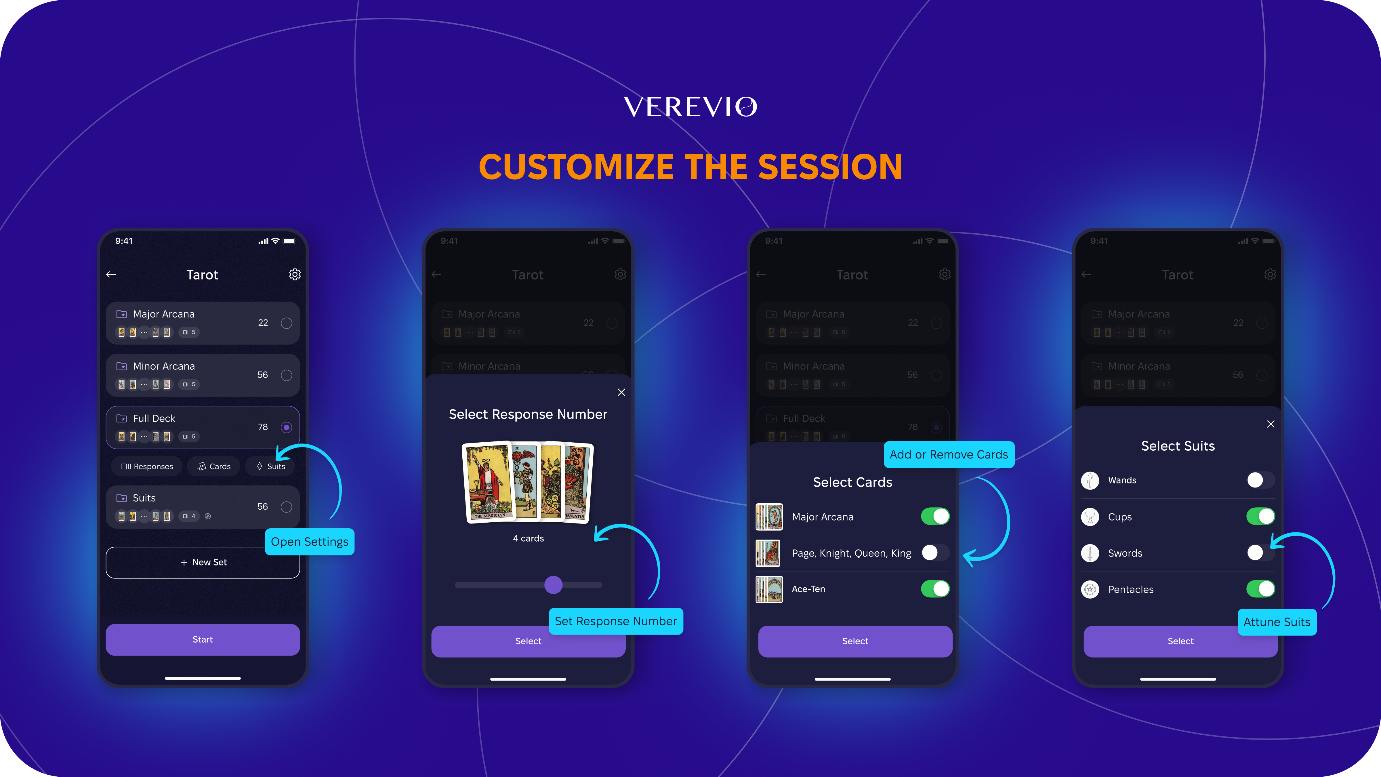 Pentad Tarot Trainer Options