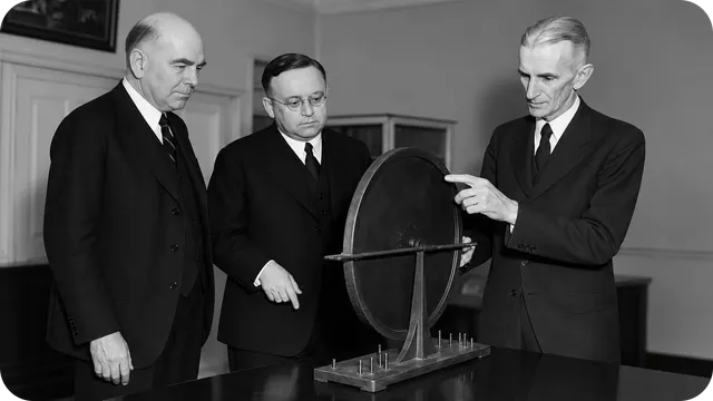 Nikola Tesla explaining the rotating magnetic field, 1938