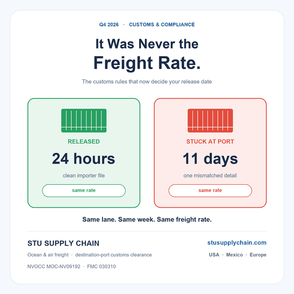 It was never the freight rate Same freight rate, two containers: one released in 24 hours, one stuck at customs for 11 days