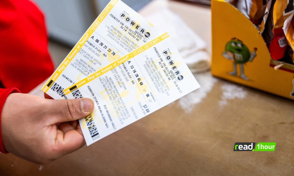 Powerball lottery tickets displayed as jackpot climbs to $1.7 billion before Christmas Eve drawing.