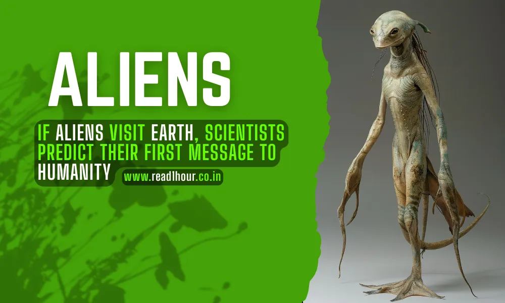 Artist illustration of aliens making first peaceful contact with Earth as scientists study extraterrestrial communication.