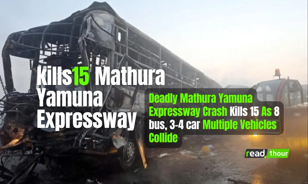 Rescue teams at Mathura Yamuna Expressway after deadly collision involving buses and cars