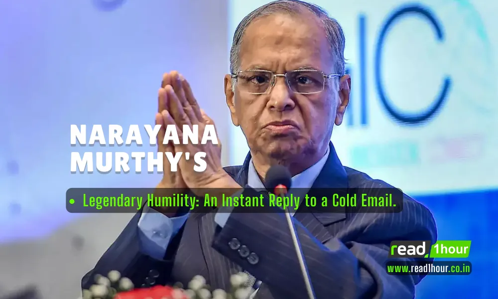 Narayana Murthy's Legendary Humility: An Instant Reply to a Cold Email. Narayana Murthy smiling at a tech event, representing accessibility and mentorship for startups.