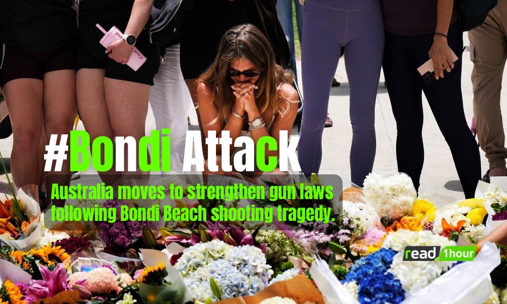 Australian police patrol Bondi Beach as government announces stricter gun laws after deadly shooting.