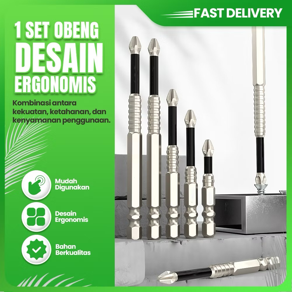 Set Kepala Obeng Magnetik Anti Slip
