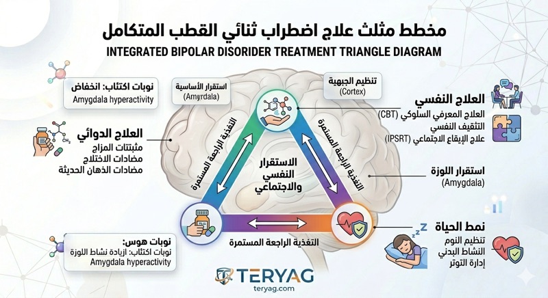 مخطط يوضح مثلث علاج اضطراب ثنائي القطب