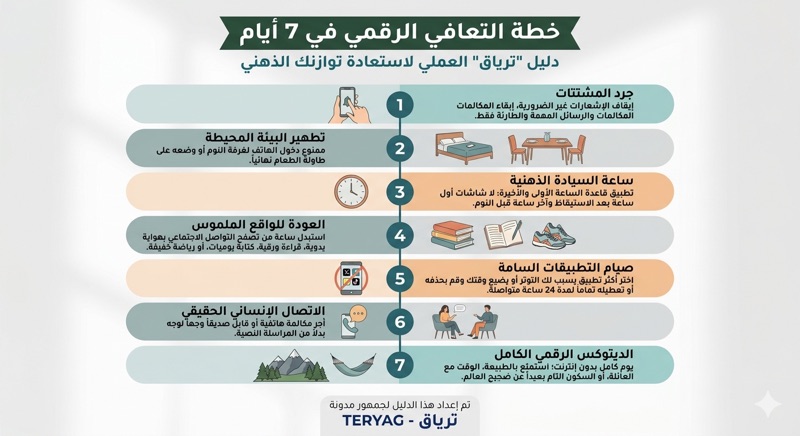 خطة "ترياق" للتعافي من الإرهاق الرقمي (خطة الـ 7 أيام) ترياق