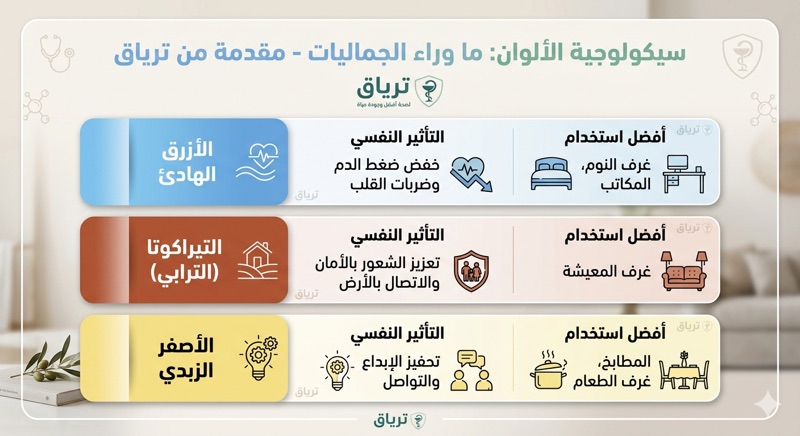 سيكولوجية الألوان: ما وراء الجماليات تؤكد دراسة نُشرت في مجلة علم النفس البيئي أن الألوان لا تؤثر فقط على المزاج، بل على الإدراك الحسي للمساحة والوقت.