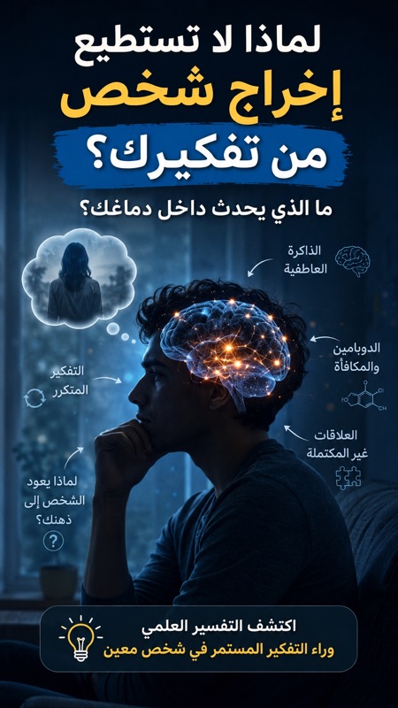 لماذا لا تستطيع إخراج شخص من تفكيرك؟ لماذا لا تستطيع إخراج شخص من تفكيرك؟ التفسير العلمي لما يحدث داخل الدماغ