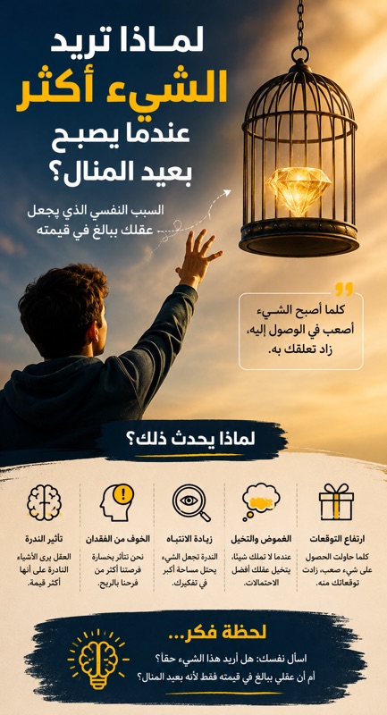 لماذا تريد الشيء أكثر عندما يصبح بعيد المنال؟ السبب النفسي الذي يجعل عقلك يبالغ في قيمته