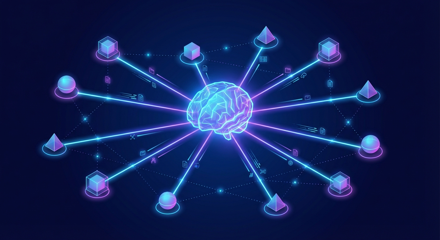 메인 에이전트가 여러 테스트 작업 에이전트를 관리하는 개념 이미지