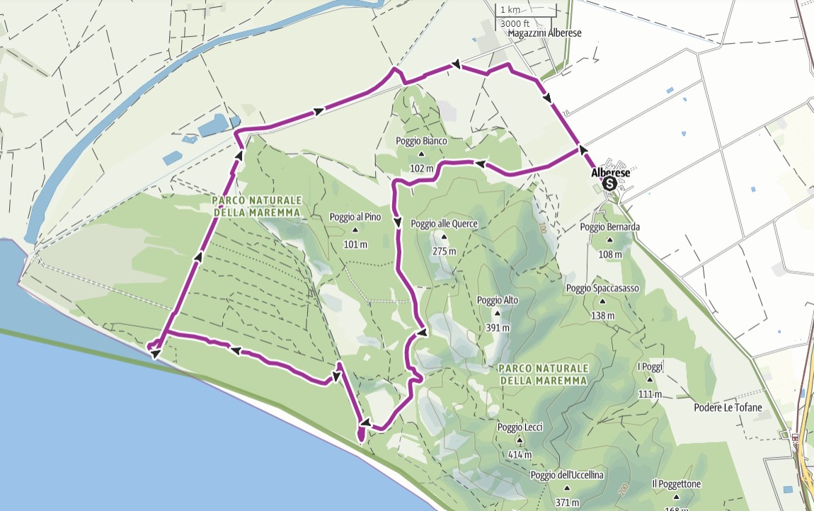 MAPPA BIKE PARCO DELLA MAREMMA