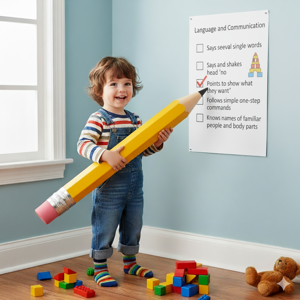 Therapist assessing a child in a playful environment