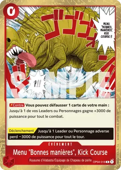 Menu "Bonnes manières", Kick Course