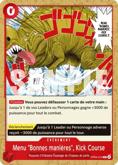 Menu "Bonnes manières", Kick Course