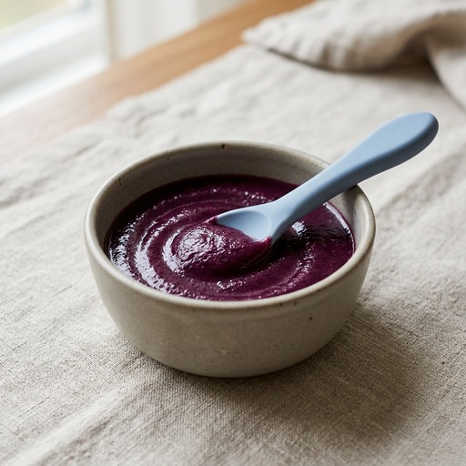 مزيج التوت الأزرق والخوخ — baby-led weaning recipe for 6+ months
