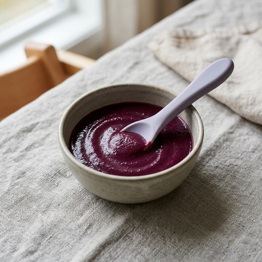 هريس التوت الأزرق — baby-led weaning recipe for 6+ months