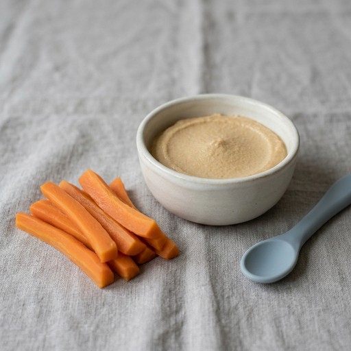 Carrot Sticks with Hummus Dip — baby-led weaning recipe for 6+ months