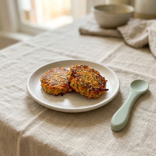 Carrot & Zucchini Fritters — baby-led weaning recipe for 9+ months