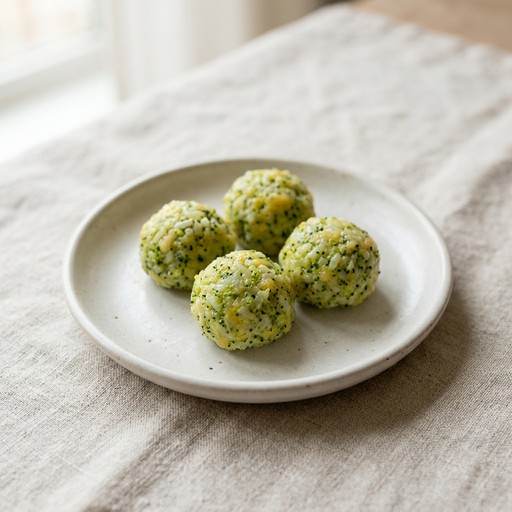 Cheesy Broccoli Rice Balls — baby-led weaning recipe for 9+ months