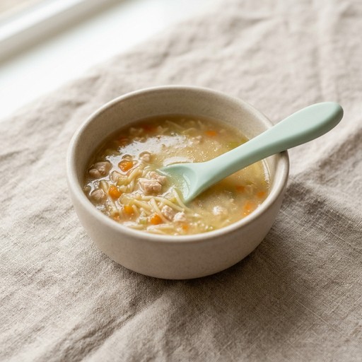 شوربة دجاج بالشعيرية للرضع — baby-led weaning recipe for 12+ months