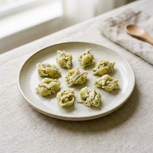 Chicken Pesto Pasta Bites — baby-led weaning recipe for 9+ months