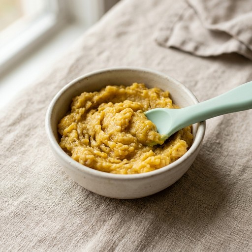 هريس موز الجنة المطبوخ — baby-led weaning recipe for 6+ months