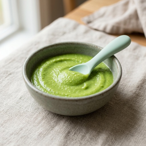 Edamame بوريه — baby-led weaning recipe for 6+ months