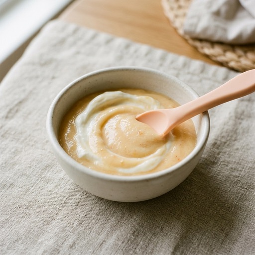 Greek Yogurt & Peach — baby-led weaning recipe for 6+ months