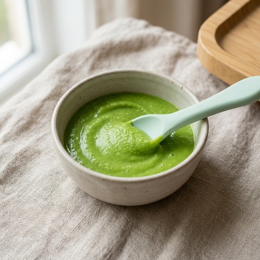 بوريه البازلاء الخضراء — baby-led weaning recipe for 6+ months