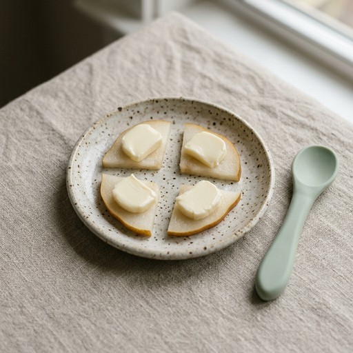 Soft Pear & Brie Bites — baby-led weaning recipe for 12+ months