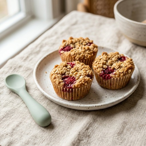 Raspberry Oat Crumble Cups — baby-led weaning recipe for 6+ months