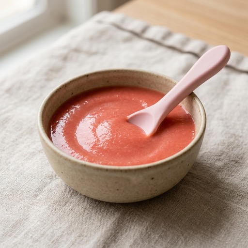 مزيج التوت العليق والخوخ — baby-led weaning recipe for 6+ months