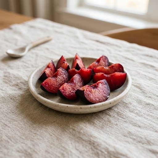 Ripe Plum Slices — baby-led weaning recipe for 6+ months