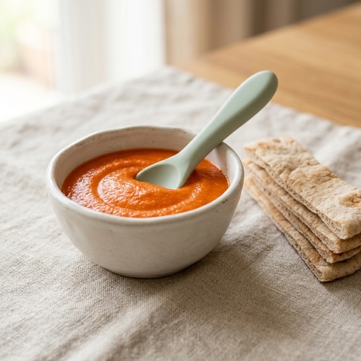 Roasted Red Pepper Dip with Soft Pitta — baby-led weaning recipe for 6+ months