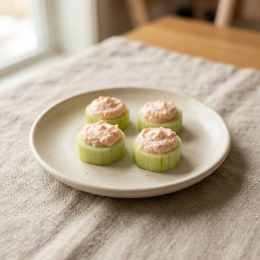 Salmon & Cream Cheese Cucumber Bites — baby-led weaning recipe for 6+ months