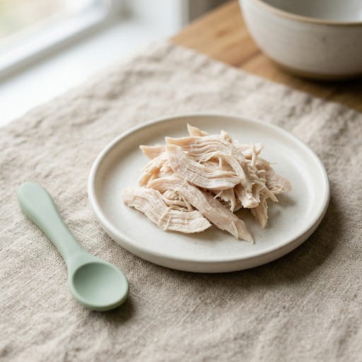 Soft Chicken Shreds — baby-led weaning recipe for 6+ months