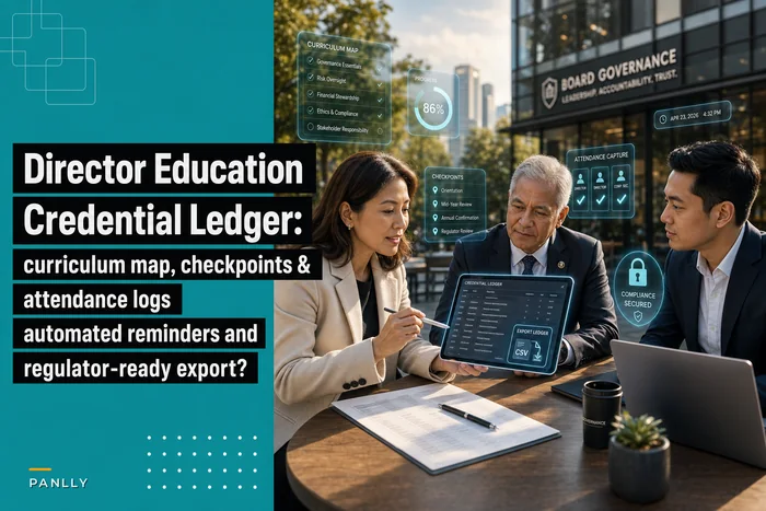 Director continuing education: a credential-tracking workflow and exportable ledger for regulators