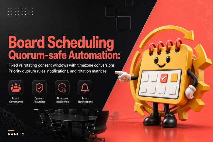Scheduling board meetings across time zones: rotation rules and quorum-safe automation