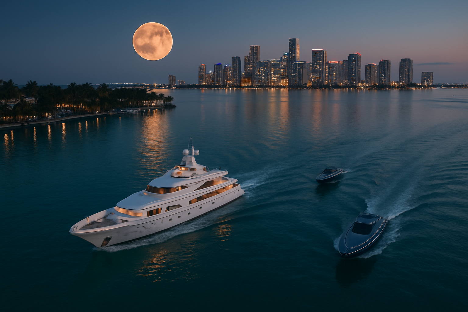 Full moon boat cruise Miami
