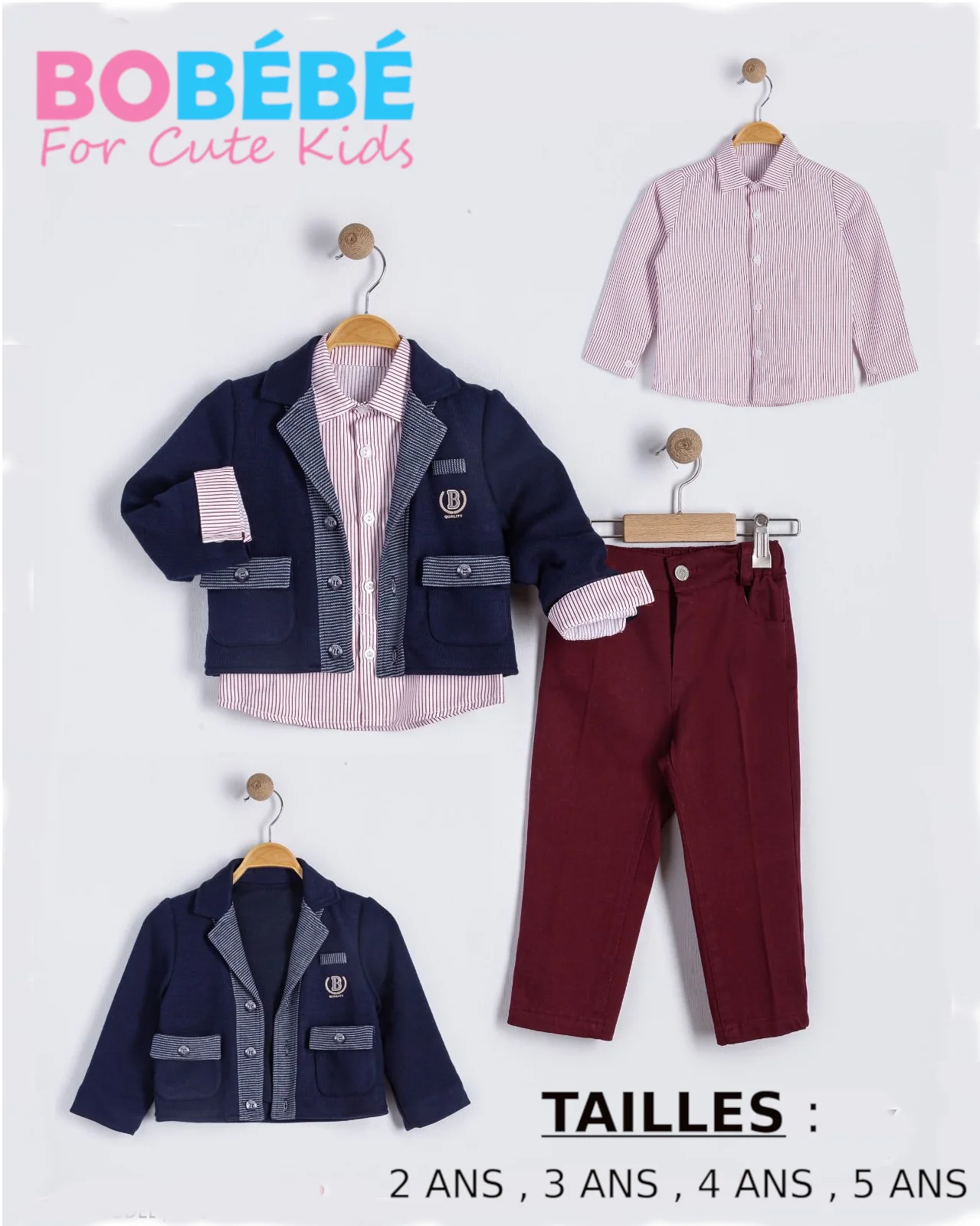 Ensemble Chic Garçon – Veste, Chemise et Pantalon