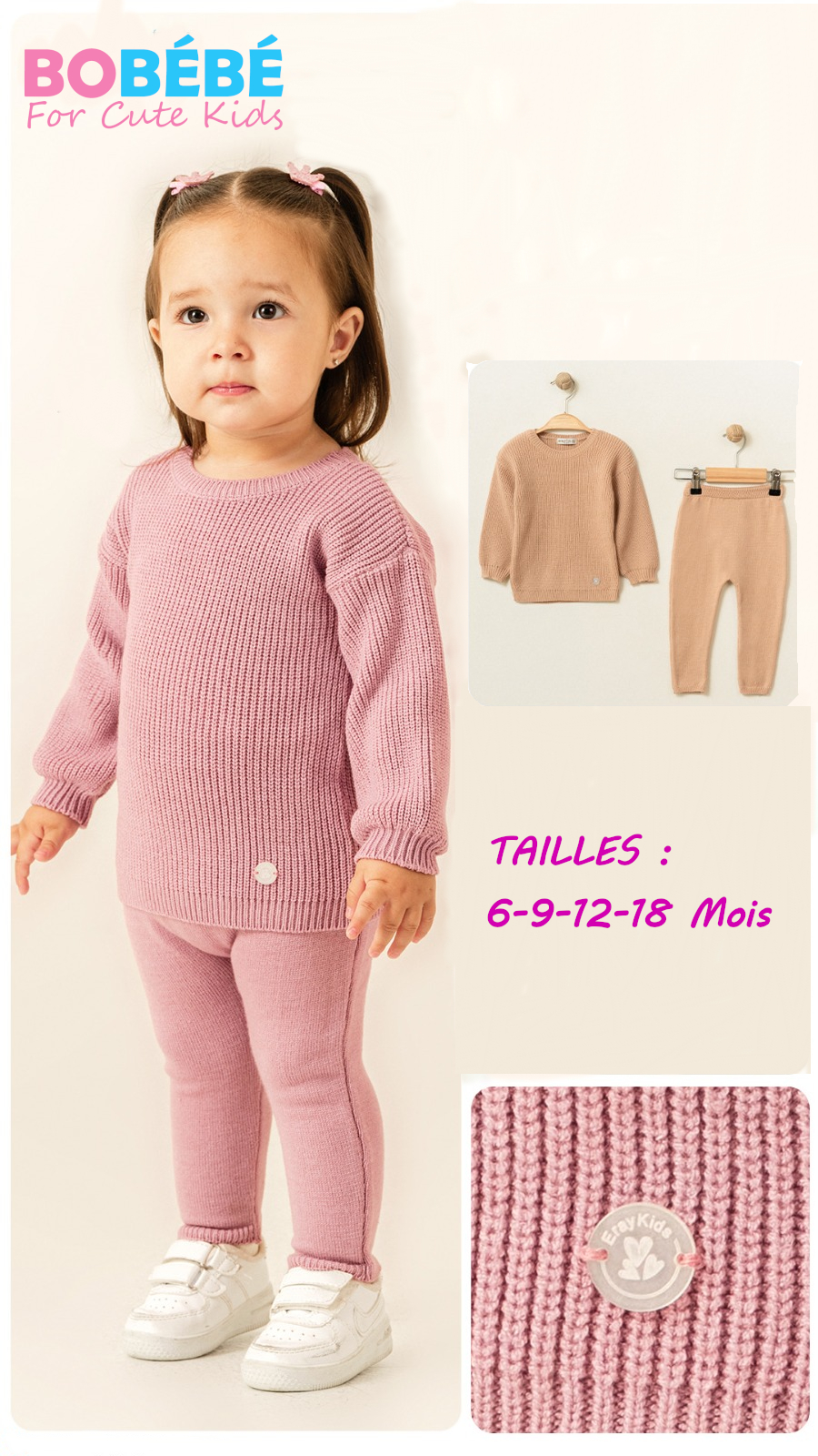 Ensemble Bébé Fille en Maille Douce – Pull & Pantalon