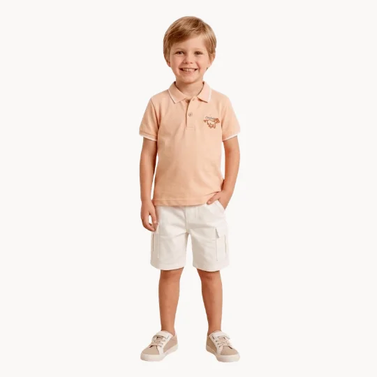 Ensemble 2-5 Ans Garçon Chic – Polo Pêche & Short Blanc